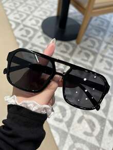 1件/2件 时尚新款多色双梁方形复古个性化眼镜 - 彩色 - 查看 6