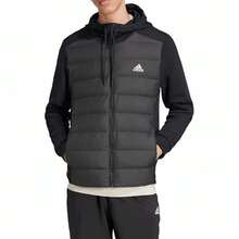 adidas 休閒百搭時尚柔軟親膚連帽長袖棉衣 男款 - 黑色 - 查看 1