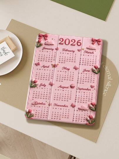 Tulip Calendar 2026 Tablet Protective Case,Compatible With IPad 9.7/10.2/10.5/10.9/12.9/Pro 11, 10th Gen,Compatible With Samsung Galaxy Tab S6 Lite 10.4 Inch,Compatible With Kindle Paperwhite 12th Gen 2024,Kindle (11th Generation) 2022 Release,Soft Anti-Fall Protection,Smart Stand/Automatic Wake Up/Sleep,An Excellent Festival Gift.