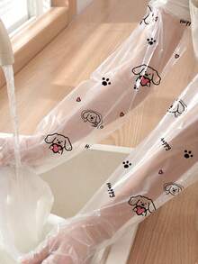1 Pair/5 Pairs Cartoon Print Long Gloves, Extra Long Thick Long Sleeve Gloves, Cute Puppy Pattern Long Sleeve Gloves, Essential Kitchen Gloves - Puppy Pattern - View 3