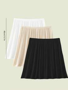 3件/2件/1件 多规格平边包臀衬里半身裙打底裙防走光裙，多色/纯色，春夏款式，防透明防走光中长裙，带衬里，平边，防静电，松紧腰带，适合略微丰满的女生，适合日常穿着。 - 彩色 - 查看 17