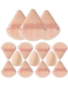 14PCS Makeup Tools Set Including:3PCS Makeup Sponges+11PCS Triangle Powder Puffs - Apricot - View 7