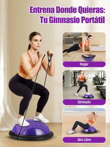 Spopal Disco de Equilibrio 46cm, Media Pelota de Equilibrio con Bomba, Pelota de Yoga 25cm y Banda Elástica, Kit 3-en-1 para Fitness en Casa,Yoga y Pilates[Morado] - Morado Violeta - Ver 6