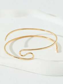 1 chiếc vòng tay kim loại tối giản, thích hợp để đeo hàng ngày. - Vàng - Xem 4