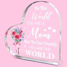 1pc "Dear Mom I Love You" Heart Acrylic Plaque, Meaningful Letter Gift From Daughter & Son, Sentimental Mother's Day Keepsake - Multicolor - View 17
