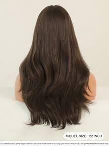 7JHH WIGS Natural Body Wave Ash Brown Wigs For Women Long Wavy Synthetic Wig With Bangs Natural Looking Soft Fiber Beautiful Fluffy Wigs For Beginners Daily Party Wedding Use 22 Inch - 亞麻棕 - 查看 3