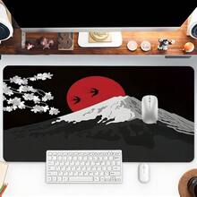 1PC Mount Red Sun & Sakura Desk Mat, Fashion Design Extended Mouse Pad For Office & Gaming, Aesthetic Desktop Protection Pad, Washable Rubber Pad Non-Slip Lock Edge Multi-Size Mouse Pad Suitable For Home Office, Good Gift For Family And Friends - Color - View 9