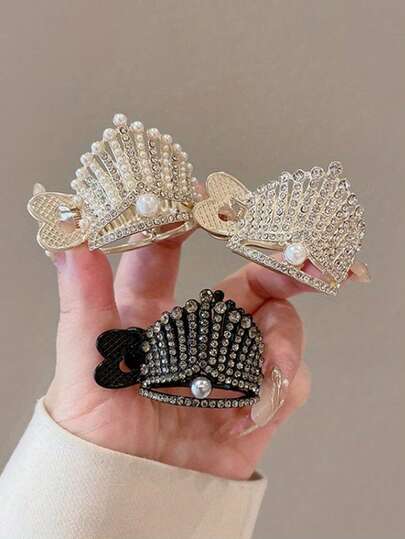 1 pieza Elegante Clip para el cabello de Cristal de Tiburón para Niñas - Diseño de Cristales Brillantes, Aleación Duradera, Adecuado para Cabello Grueso y Largo, Accesorio de Moda para el Cabello | Ornamento Lujoso | Clip para el Cabello de Aleación