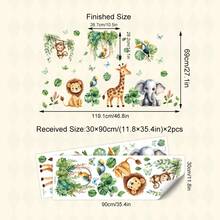 BRUP 2sheets/Set Large-Sized Jungle Animal Wall Decals, Self-Adhesive And Removable Home Decorations, Semi-Matte Vinyl Stickers, For Nursery And Kids Rooms Decoration, Easy To Peel And Stick, Cute Animal Wall Art - Multicolor - View 12