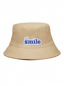 1 Piece The Letter "Smile" Bucket Hat For Women Fisherman's Hats Sunscreen Windproof And Warm Suitable For Daily - Multicolor - View 7