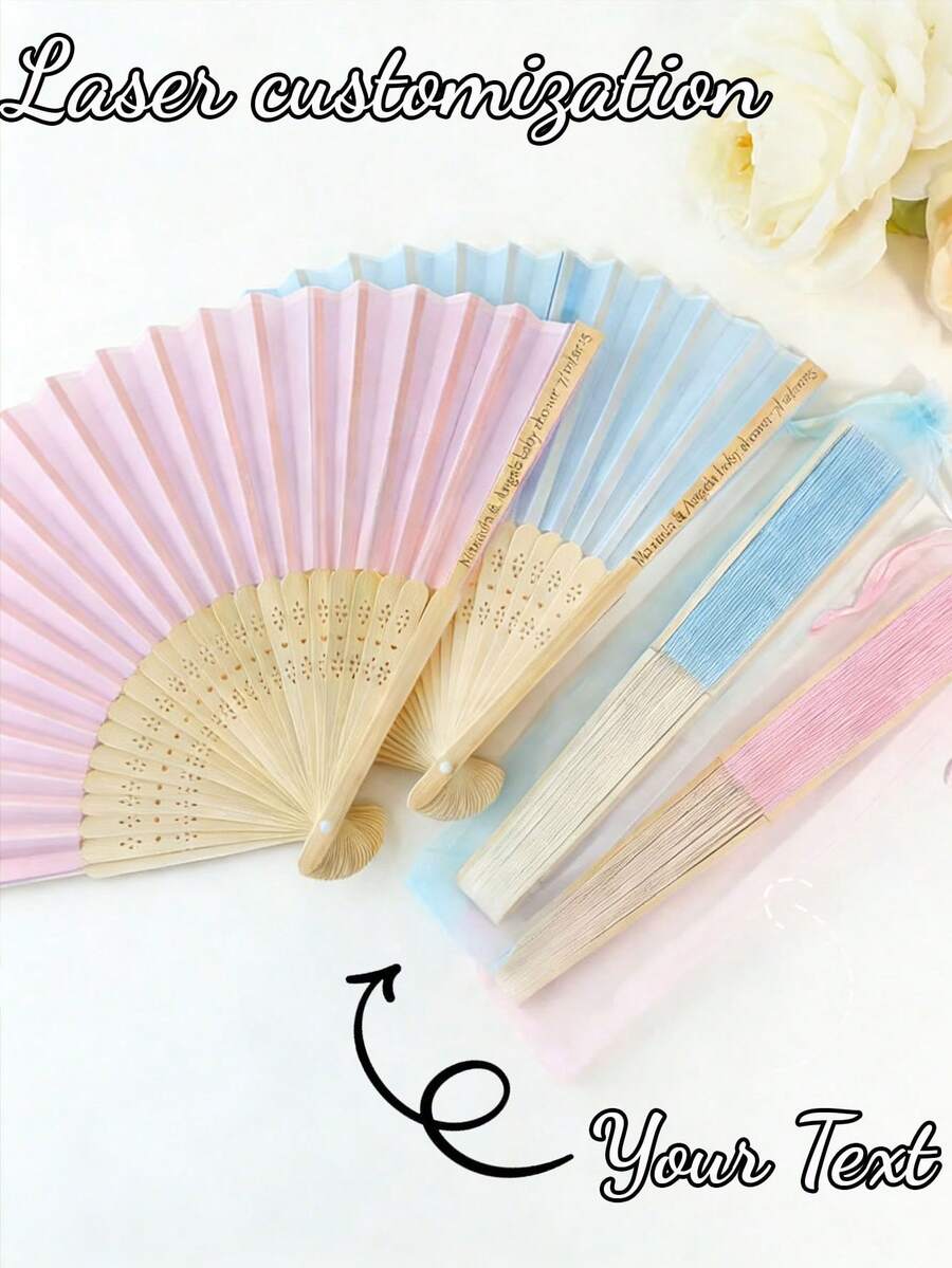 Personalized Wedding Fan Candy, Wholesale Carved Bride Party Favors, Wedding Ceremony Fans, Rustic Style Wedding Candy Fans, Personalized Wedding Candy Fans - Multicolor - View 1