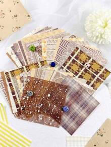 44pcs/Pack Vintage Warm Fabric Theme Mixed Material Paper Scrapbooking Supplies, Multipurpose DIY Decorative Stationery, Journal, Planner - Multicolor - View 4