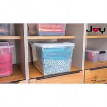 JOY - Caja de Almacenamiento 32 Litros Pack de 2 para Organizar Arma etes Ropa con Cierre Click! y Agarraderas Rezadas Plástico Lie de BPA Tranrente - Transparente - Ver 2