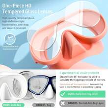 Máscara de buceo de ángulo amplio HD fácil de empacar y esnórquel de viaje, sin marco, vidrio templado, silicona suave de calidad, resistente a los arañazos (rosa) - Multicolor - Ver 3