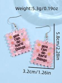 1 Pair Fashionable, Exquisite, Versatile, Unique, Creative Hip-Hop Punk Geometric Floral Slogan Acrylic Dangle Earrings For Women, Suitable For Daily, Party, Commute, Holiday, Festival - Multicolor - View 5