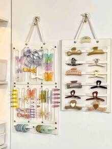 Large Capacity Hanging & Foldable Jewelry Storage Bag, Suitable For Clips, Ties, Headbands And Other Accessories Storage, Fashionable Glasses Storage, Valentine's Day Gift, Applicable To Wardrobe, Wall, Door, Keeps Accessories In Shape - Multicolor - View 6