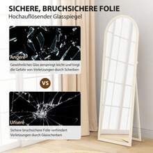 Freestanding Mirror, 50 X 160 Cm, Can Be Placed On A Surface Or Mounted On The Wall, Arched Frame, White - Apricot - View 6