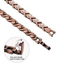 1pc Copper-Tone Magnetic Bracelet For Women, Embedded Gemstone Vintage Style Bracelet With Strong Magnet, Suitable For Daily Wear Or Gatherings, Beautiful Gift For Family, Sisters Or Lover At Christmas - Magnetic Copper Women's - View 6