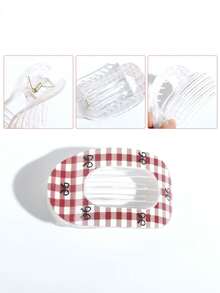 3个简约扁平爱心、波点、格子随机印花发夹，休闲日常爪夹，百搭优雅发饰，母亲节、情人节礼物 - 彩色 - 查看 4