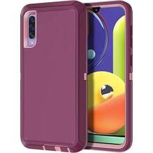 - Funda para A50/A50S - Proteccin de cuerpo completo 3 en 1 a prueba de golpes, color morado y rosa - Púrpura/Rosado - Ver 1