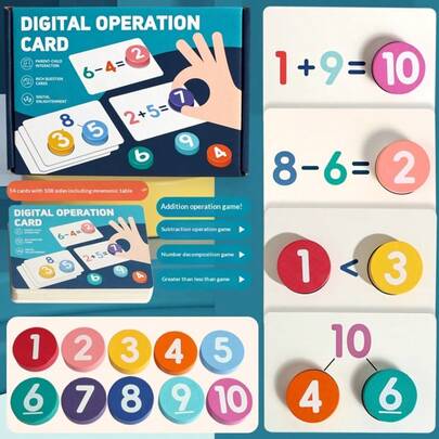1套2026热销儿童配对卡片，数学加减法闪卡，算术和逻辑训练益智玩具，节日、生日完美礼物，趣味礼物
