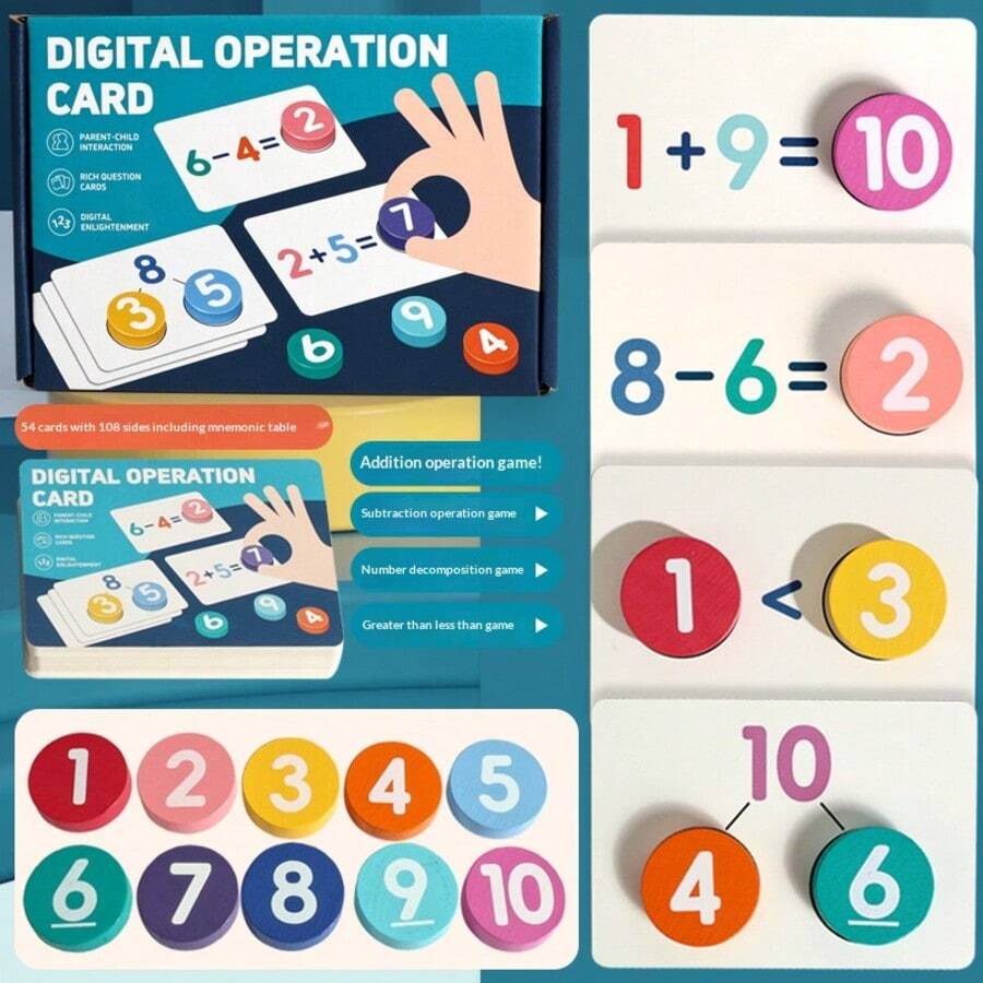 1 pieza Tarjetas de emparejamiento para niños de gran en 2026, tarjetas didácticas de sumas y restas, juguete educativo para el entrenamiento de la numeración y la lógica, regalo perfecto para festivales, cumpleaños, un presente interesante