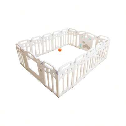 遊べて楽しい 窓付き ベビーサークル 誤飲防止設計 リニューアル版 折畳み 180*145 ベビーゲート ベビーフェンス 滑り止め付 広めの隙間で安心設計 扉付き 設置簡単 工具不要 【安全検査済み｜保証書付】 (ベビーサークル)