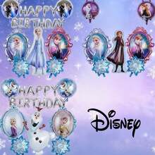 20pcs Frozen Birthday Balloon Set  Anna Olaf Snowflake Birthday Party Family Gathering Aluminum Foil Balloons - Multicolor - View 1
