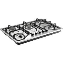 30-Inch Gas Cooktop, 5 Burners Built-In Gas Stove Top, Max 12250BTU NG/LPG Convertible Stainless Steel Natural Gas Hob, With Thermocouple Protection For Camping, RV, Apartment - Argento - Visualizzare 8