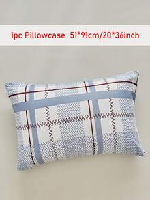 1/2pcs Blue Minimalist Plaid Printed Polyester Pillowcases, Soft Breathable Pillow Shams, Modern Throw Pillow Cover For Sofa Couch, Without Insert - Blue - View 17
