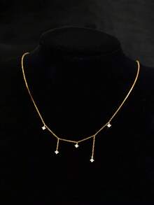 1 pièce Collier à gland ciel étoilé en zircone cubique en argent sterling S925, chaîne claviculaire minimaliste et élégante, cadeau de luxe pour femmes - étoiles - Voir 4