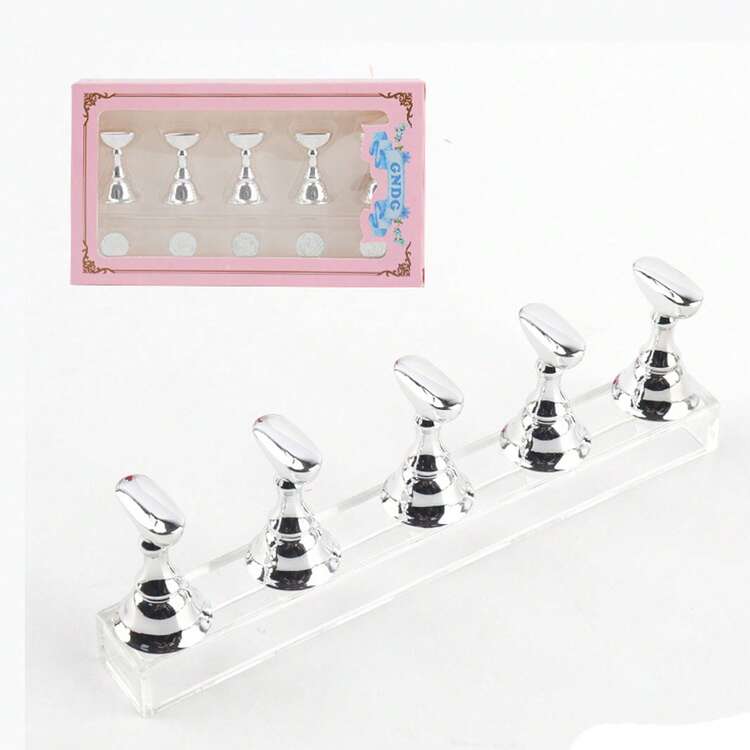 2 套（10 件）- 美甲托盘、美甲支架套装（仅底座）、美甲压板支架、美甲练习手托盘、预涂层美甲支架、美甲展示架、家用美甲沙龙入门套装（粉色） - 彩色 - 查看 15