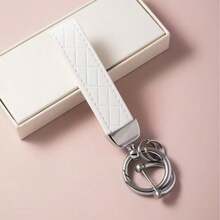 1pc Multiple Colors PU Leather Car Keychain Key Chain Pure Color Buckle Car Keyring Accessories Key Lanyard Gift - A - View 6