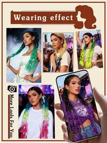 1件24英寸渐变色马尾假发，Y2K风格马尾，自然时尚的合成假发片，适合音乐节、圣诞派对和其他场合。 - 漸層 - 查看 12