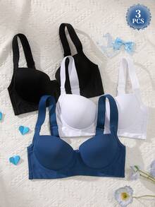 MIMILEMON 女士提拉支撑文胸三件套 - 宽肩带，提拉，侧支撑，舒适时尚，全罩杯设计，全天自信 - 彩色 - 查看 3