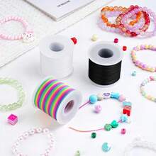 SMI Fine Stretchable Bracelet Making Kit, Includes Scissors And Beading Needles, 4 Rolls Of Elastic Cord, 1mm Stretchy String, Suitable For DIY Crafts, Jewelry Making, Sewing Necklaces, 660ft Long, Colors Include Black, White, Rainbow - Multicolor - View 7