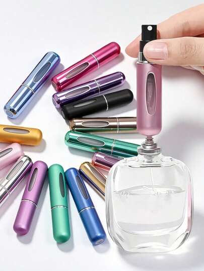 1 pièce/2 pièces/3 pièces/4 pièces/5 pièces Flacons de parfum rechargeables de 5 ml, contenants de taille mini de voyage pour le transvasement de parfums de luxe, design à succion de fond étanche aux fuites, portable et compact pour un usage quotidien et les voyages