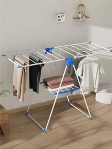 多功能可折叠晾衣架，X型晾衣架，塑料/不锈钢材质，节省空间，适合阳台和室内使用，无需组装，翼形衣架 - 彩色 - 查看 4