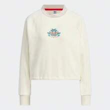 Adidas Originals X FEIFEI RUAN Collaboration Classic Three-Stripe Crewneck Cropped Sweatshirt, Women's, White. - Ivory - View 7