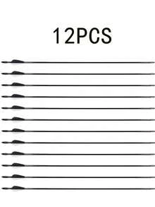 12/16/20pcs Outdoor Hunting Archery Set, Metal Arrows Combo, Suitable For Backyard Archery Practice, Sturdy Quality With Low Wind Resistance For Stable Flight, Refined Arrow Craftsmanship With High Hardness And Wear Resistance, Compatible With Various Bow Types. Practical Gift For Family And Friends. - Black and White - View 12