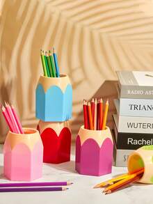 Lindo soporte para bolígrafos con forma de lápiz, organizador de escritorio multicolor creativo que también sirve como soporte para brochas de maquillaje, divertido y adecuado para decoración del aula y regalos del Día del Maestro. Diseño de jarrón de lápiz, organizador de artículos de papelería para el escritorio, almacenamiento de artículos de papelería multifuncional, adecuado para la decoración de la oficina y el hogar, artículo de papelería perfecto para volver a la escuela. - Multicolor - Ver 8