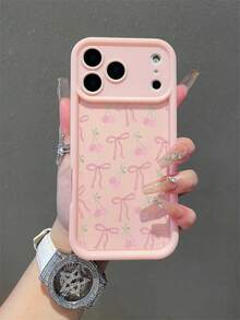 樱花蝴蝶结图案手机壳，兼容 17/17Pro/17ProMax/16/16Pro/16ProMax/15/15Pro/15ProMax/14/13/12/11/XR，柔软硅胶材质，竹节图案，磨砂防摔保护套 - 粉色 - 查看 5
