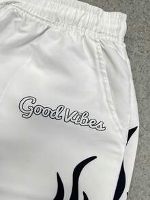 Men's Casual Printed Shorts, Outdoor Leisure Simple Knee-Length Pants For Summer - Black and White - View 5