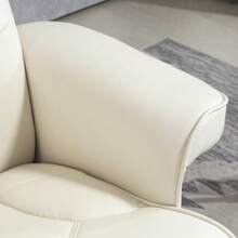 Reclining Armchair With Footrest, Reclining And Rocking TV Chair, Padded Relaxation Chair With Adjustable Backrest, Up To 150 Kg, For Living Room, Faux Leather, Cream White - White - View 7