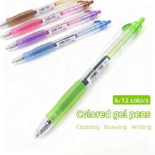 12pcs/Set Mixed Color Gel Pens, Classic Colors, Writing Pens, Drawing Markers, Pressurized Colored Pencils, Signature Pens, Suitable For Writing, Drawing, Office, Meeting, Note-Taking, Calligraphy, Highlighting, And School Supplies