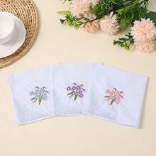 Embroidered Lace Flower Handkerchief, Random Color, Women Handkerchief Fabric - Multicolor - View 3