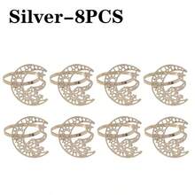 1PC/4PCS Napkin Rings, Al-Fitr Metal Hollow Star & Moon Design Napkin Rings, Napkin Rings For Family Gathering Dinner Table Decoration - Multicolor - View 13