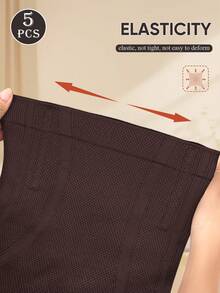 MEIYATING 5pcs/Pack Women High Waist Seamless Briefs, Tummy Control, Butt Lifting, Peach Hips Panties - Multicolor - View 5