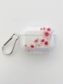 Spring Aesthetic Cherry Blossom Pattern Thick Shockproof Transparent Earphone Case - Comes With Silver Hanging Hook, Compatible With AirPods Case, Headphones, Pro 3 Case, Pro (2nd Generation), 3, Pro, 4 Case Cover - Clear - View 11