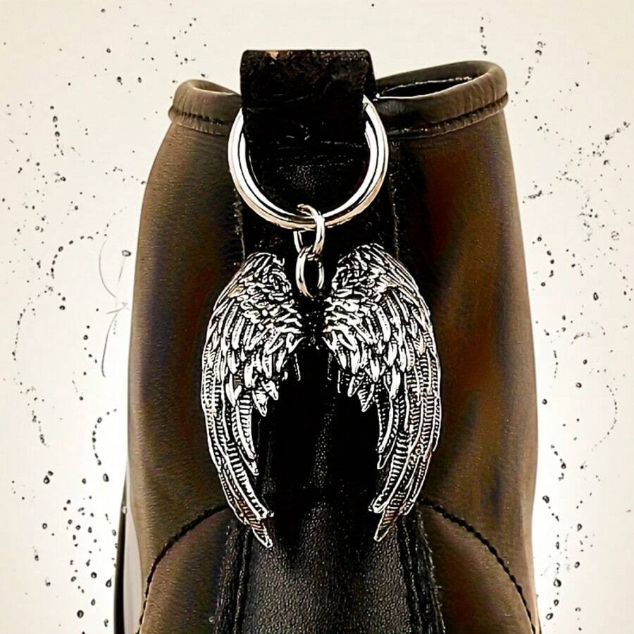 1件朋克哥特风天使翅膀装饰品/靴子装饰/鞋子装饰/包包配饰/靴子配饰/鞋子配饰/拉链拉环，多功能天使翅膀钥匙扣，天使翅膀吊坠，汽车挂饰，背包钥匙扣装饰 - 彩色 - 查看 1